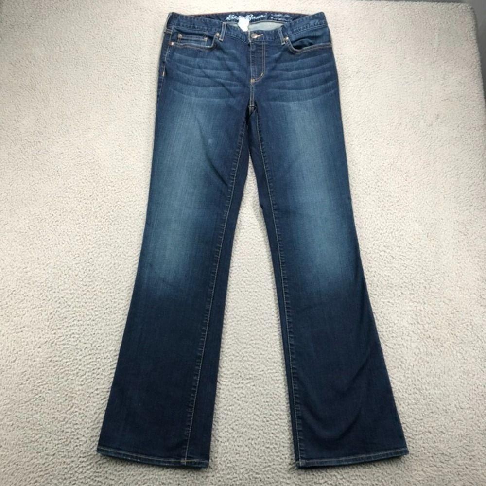 Eddie Bauer Jeans Womens 10 Blue Slightly Curvy Boot Cut Dark Wash Denim 31x33